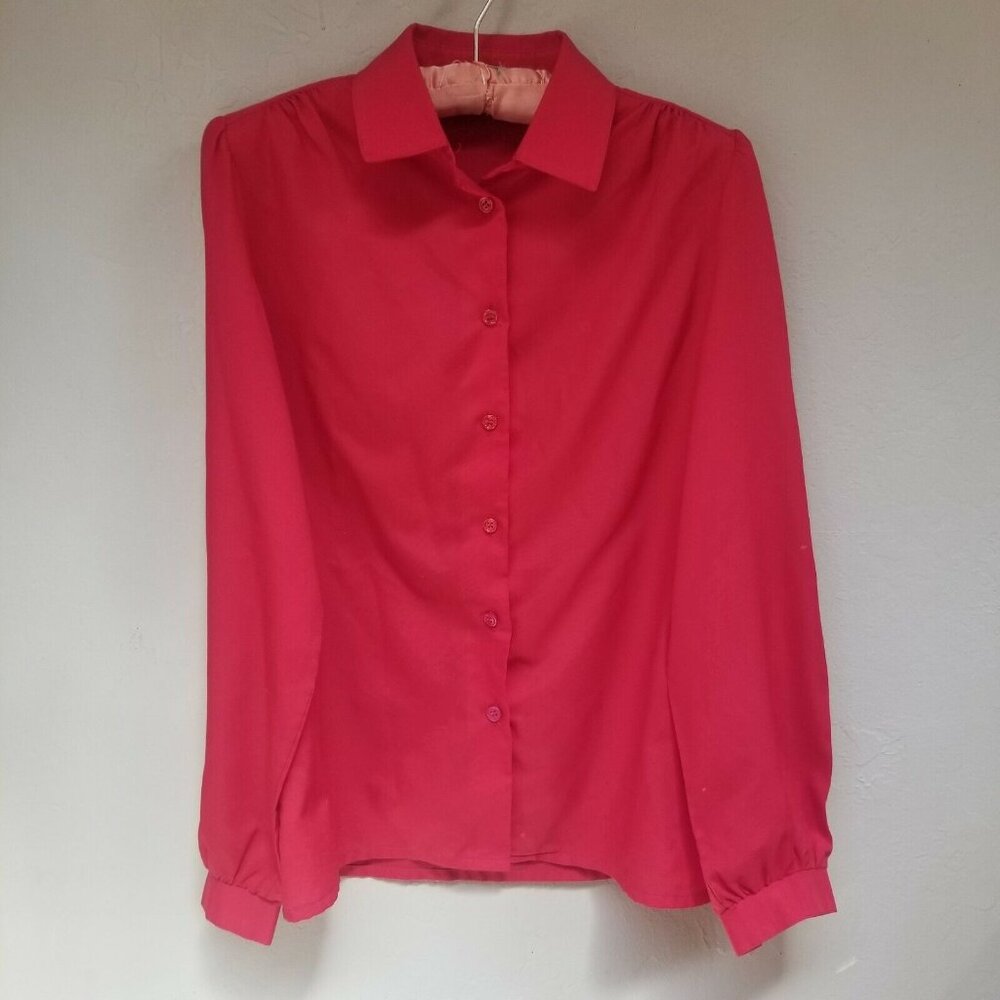Vintage Lady Arrow Mystique Women Button Up Pleat Shoulder Shirt Long Sleeve USA